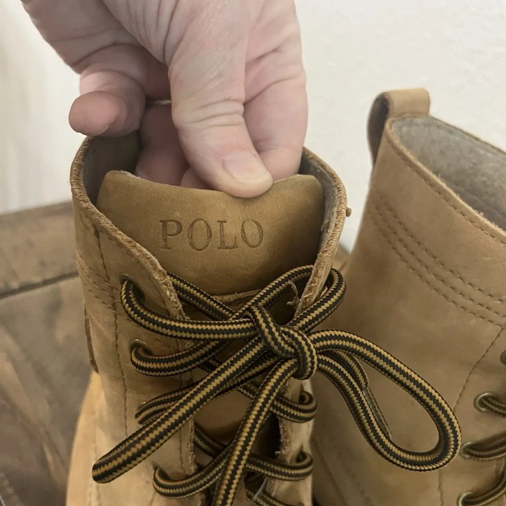 Polo Ralph Lauren Ranger Men's Brown Leather Ankle Combat‎ Boots Size 7.5D